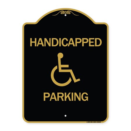 Signmission Designer Series Sign-Handicapped Parking, Black & Gold Aluminum Sign, 18" x 24", BG-1824-24629 A-DES-BG-1824-24629